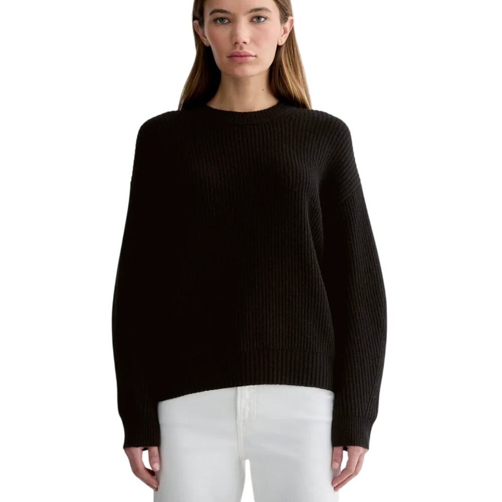 Everlane The Cocoon Crew Sweater in Wool Cashmere Black size Large NWT